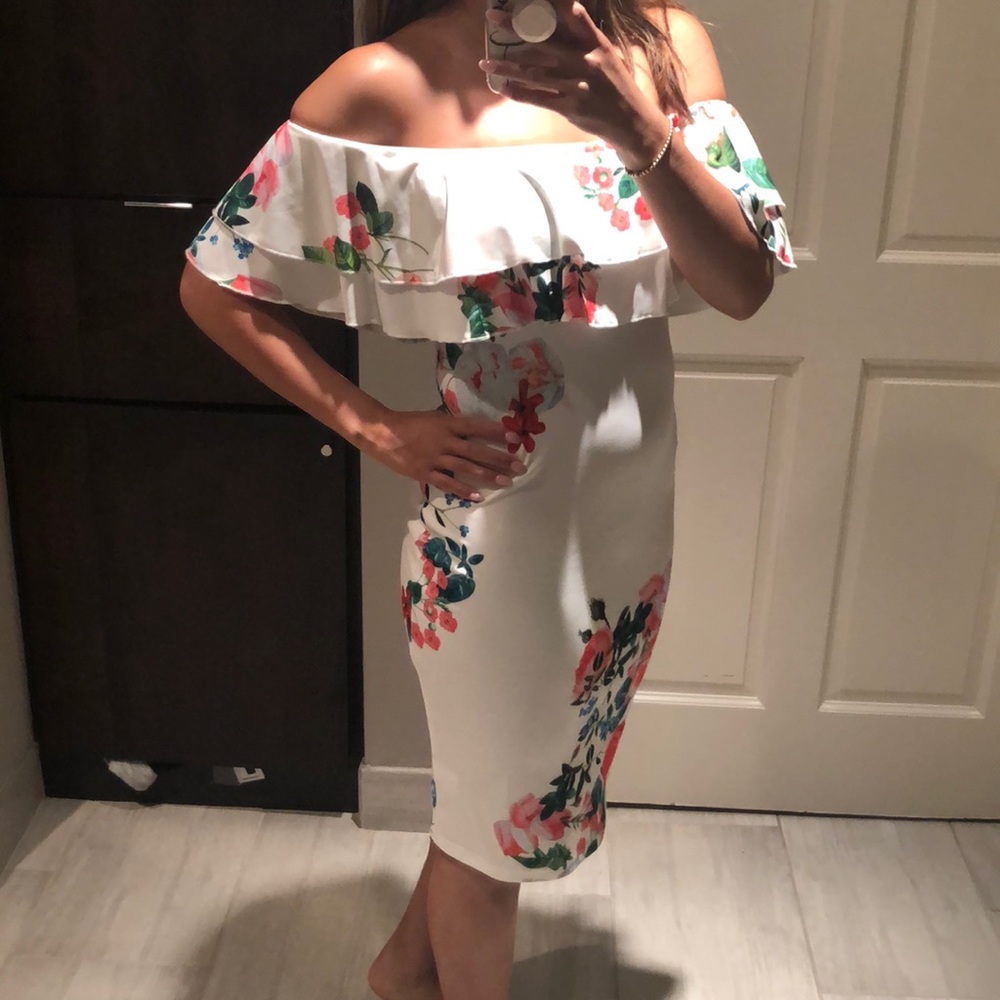 Floral off shoulder dress